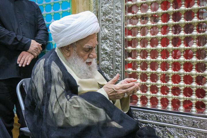 تصاویر/ زیارت آیت الله علی کریمی جهرمی در آستان مقدس حرم حضرت موسی مبرقع علیه‌السلام