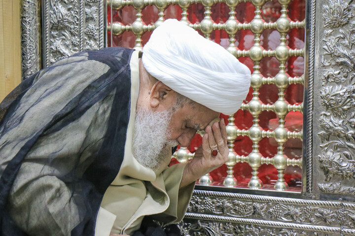تصاویر/ زیارت آیت الله علی کریمی جهرمی در آستان مقدس حرم حضرت موسی مبرقع علیه‌السلام