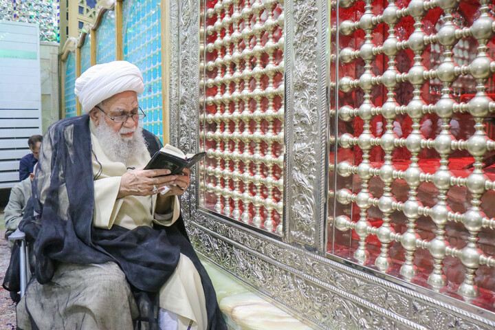 تصاویر/ زیارت آیت الله علی کریمی جهرمی در آستان مقدس حرم حضرت موسی مبرقع علیه‌السلام
