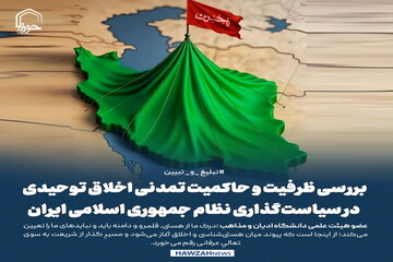 عکس نوشت| بررسی ظرفیت‌ و حاکمیت تمدنی اخلاق توحیدی در سیاست‌گذاری نظام جمهوری اسلامی ایران