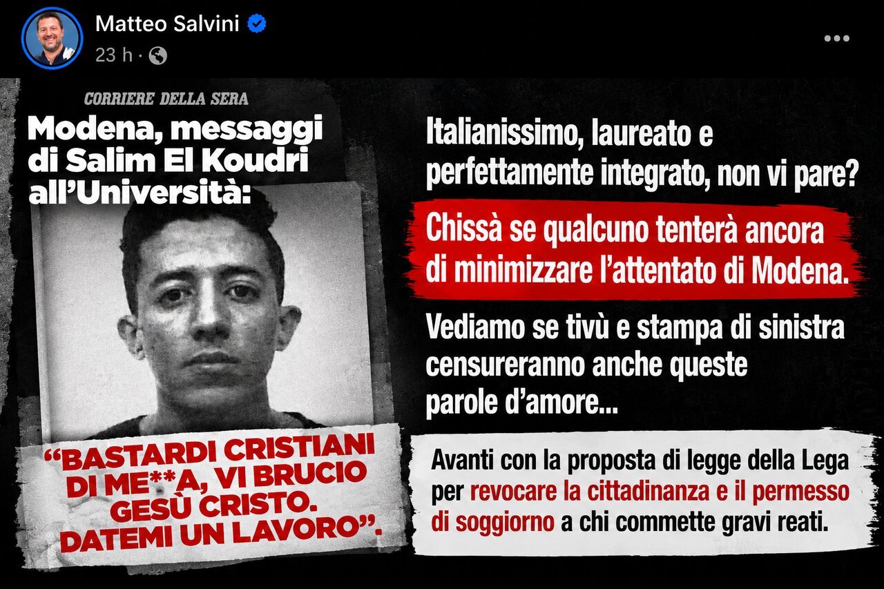 La tragedia di Modena e lo sciacallaggio elettorale di Salvini