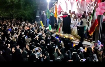 فیلم| مراسم جشن ۱۰ زوج جان فدا در خمین