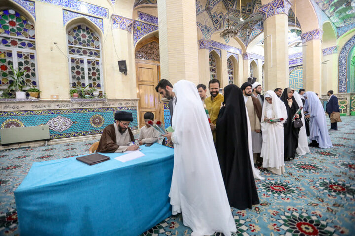 تصاویر/ جشن ازدواج طلبگی با حضور زوج‌های طلبه برادر و خواهر حوزه علمیه استان یزد برگزار شد