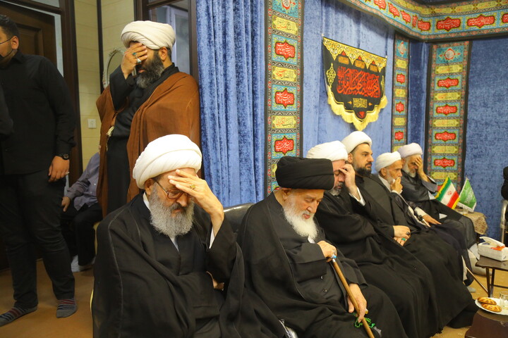 تصاویر/ مراسم عزاداری شهادت حضرت امام محمدباقر (ع) در دفتر آیت‌الله فقیهی