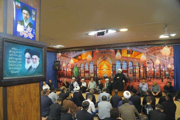 تصاویر/ مراسم عزاداری شهادت حضرت امام محمدباقر (ع) در دفتر آیت‌الله فقیهی
