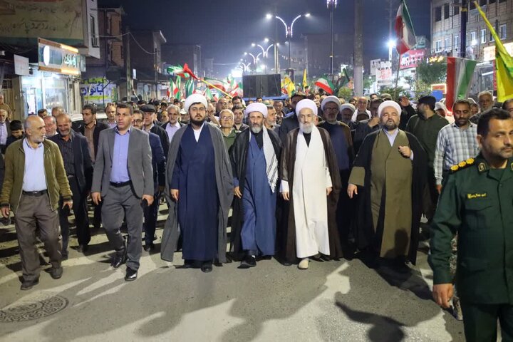 تصاویر/ حضور نماینده ولی فقیه در راهپیمایی و اجتماع پرشور بندپی شرقی