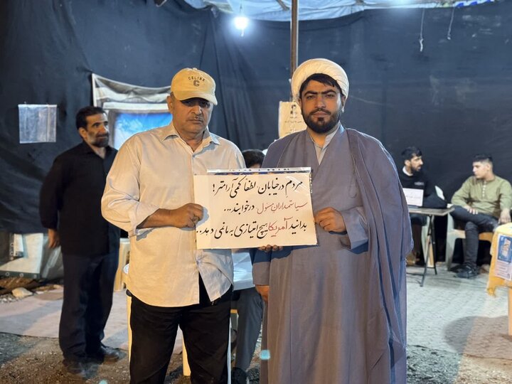 تصاویر/تداوم فعالیت فرهنگی و تبلیغی موکب مدارس علمیه آیت اللّه اعتمادی در هشتاد و نهمین تجمعات شبانه