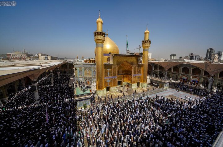 تشییع پیکر مرحوم آیت الله العظمی اسحاق فیاض در حرم حضرت امیرالمومنین علی (علیه السلام)