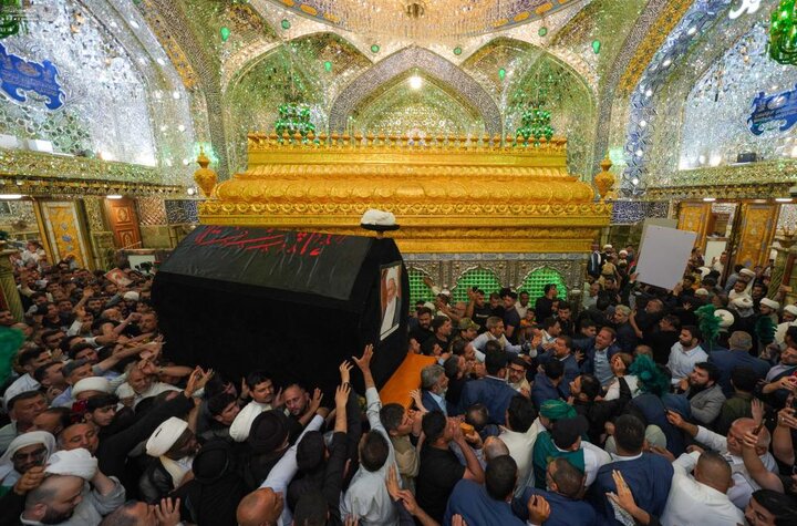 تشییع پیکر مرحوم آیت الله العظمی اسحاق فیاض در حرم حضرت امیرالمومنین علی (علیه السلام)