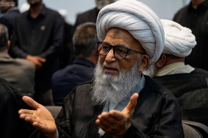تصاویر/آیت الله العظمیٰ شیخ محمد اسحاق فیاض کے ایصالِ ثواب کے لیے مجلسِ ترحیم: آیت الله العظمیٰ شیخ بشیر نجفی کی شرکت