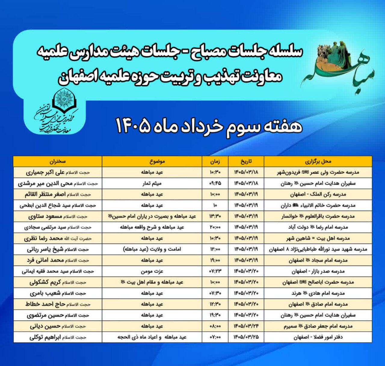 برگزاری سلسله جلسات «مصباح» در مدارس علمیه اصفهان