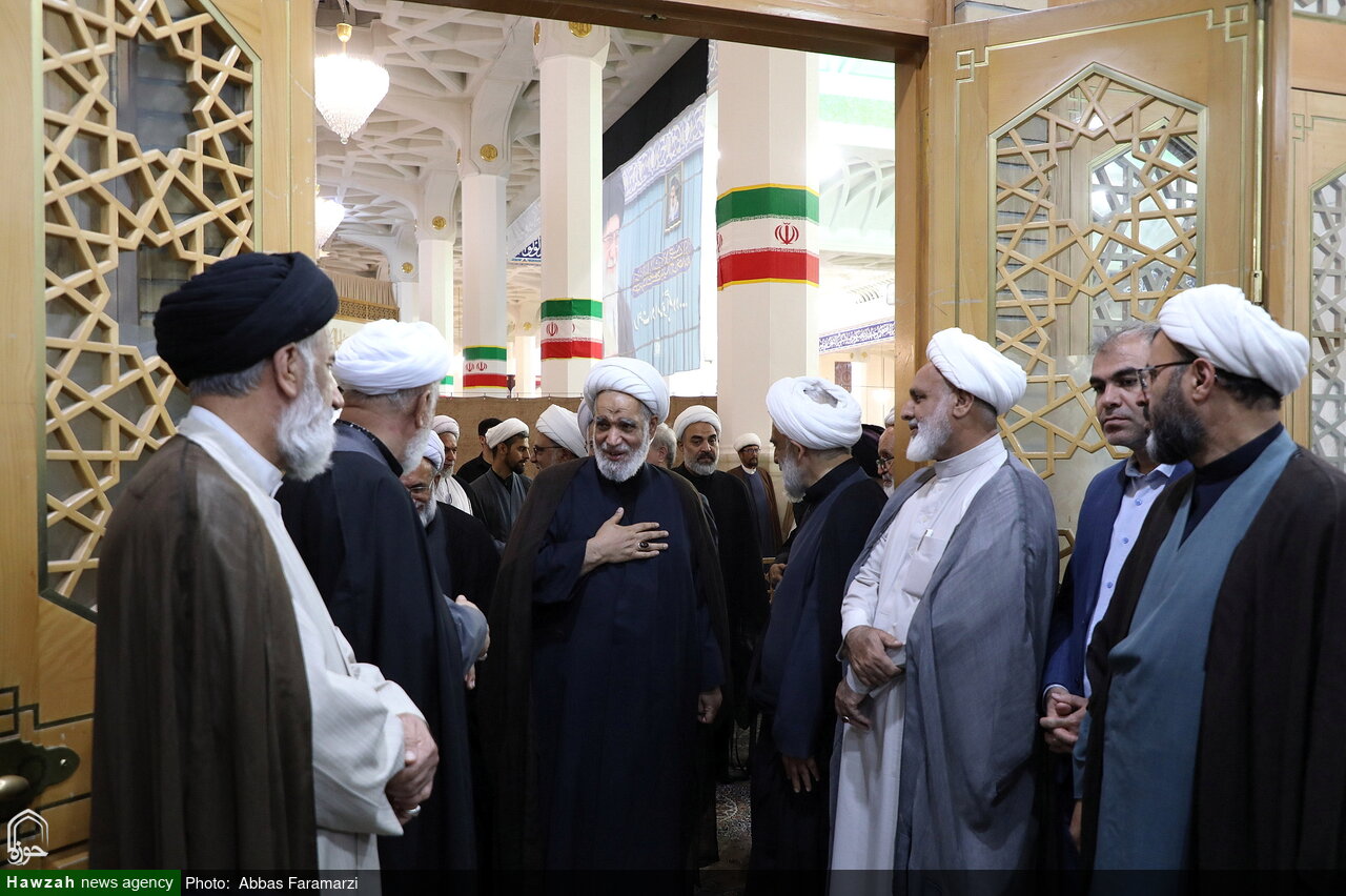 إقامة مجلس تأبين آية اللّه العظمى الفيّاض واستذكار شهداء الحرب المفروضة ذات الـ 12 يومًا في حرم السيّدة فاطمة المعصومة (عليها السلام) + فيديو وصور