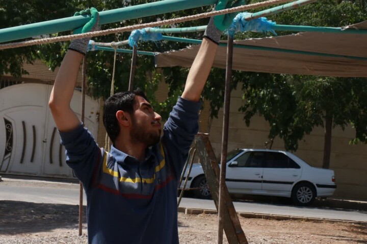 تصاویر/ برپایی خیمه در مدرسه علمیه محمودیه کرمان