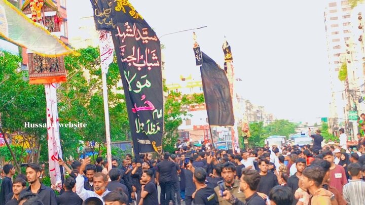 تصاویر/ برگزاری باشکوه دسته عزاداری ماه محرم با حضور پرشور سوگواران میرپور بنگلادش