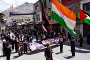 تصاویر/ کرگل میں 7 محرم الحرام کو حضرت علی اکبرؑ کی یاد میں عظیم الشان جلوسِ عزاء برآمد