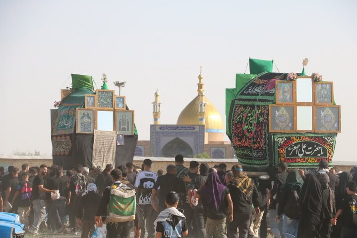 تصاویر/آیین نخل گردانی از شهرستان کارچان تا امامزاده مرضیه خاتون(س)