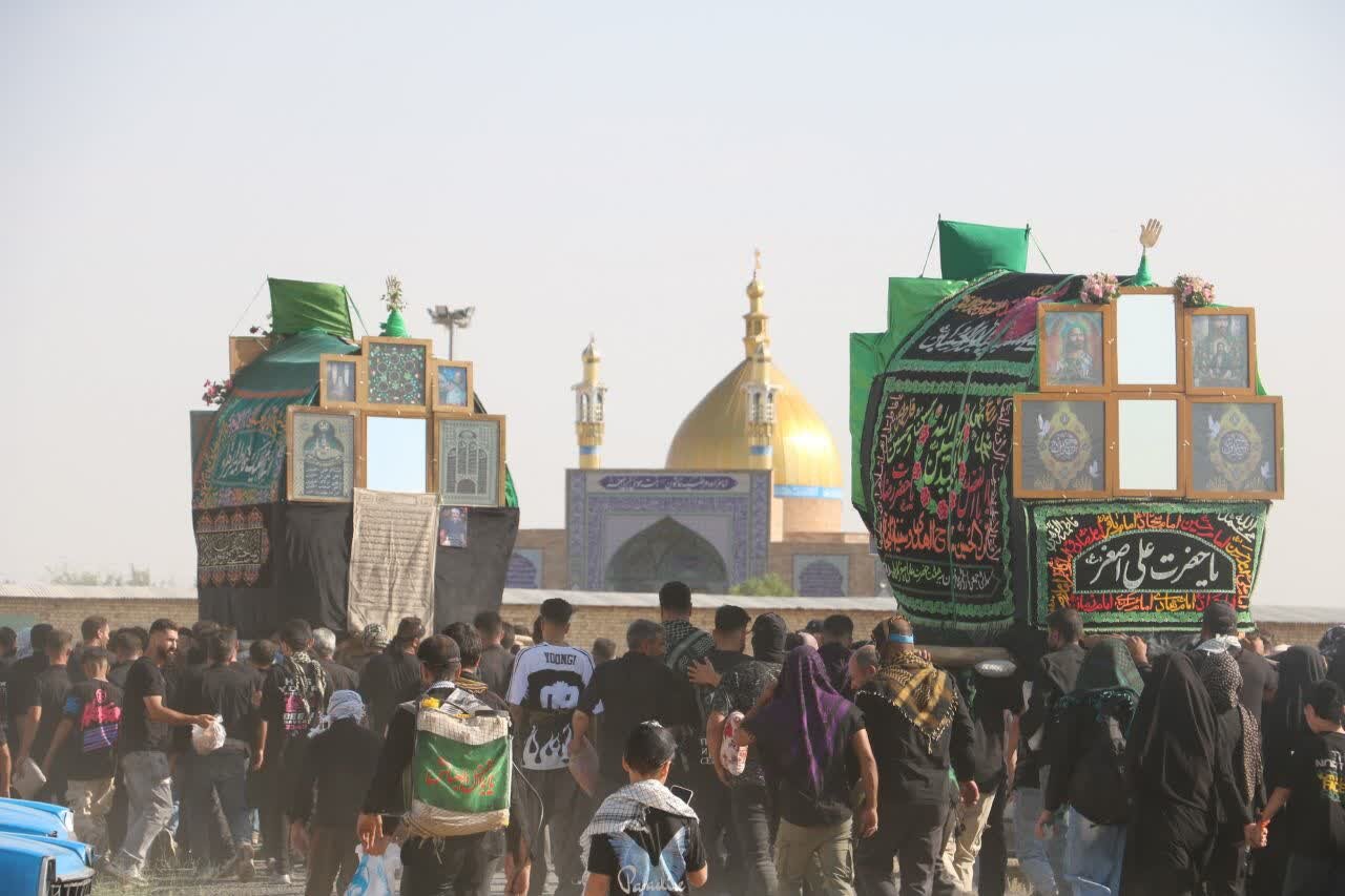 تصاویر/ آیین نخل گردانی از شهرستان کارچان تا امامزاده مرضیه خاتون(س)