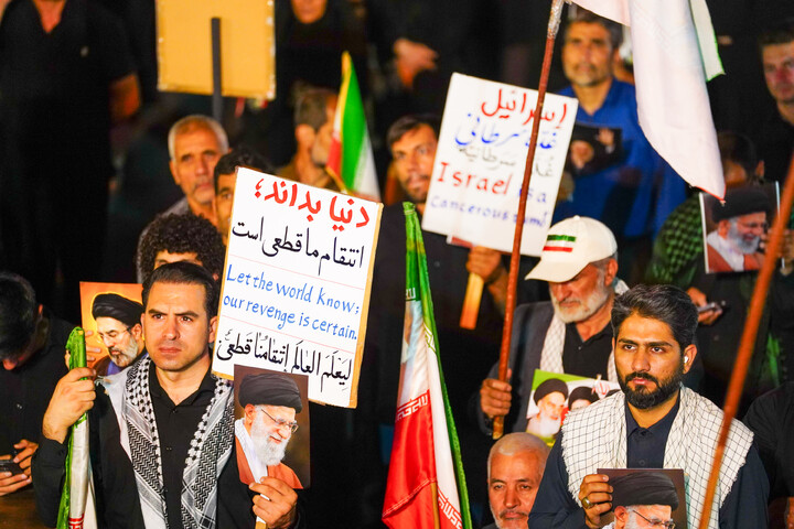 تصاویر/ تجمع با شکوه مردم شریف نیروگاه قم برای خونخواهی رهبر شهید