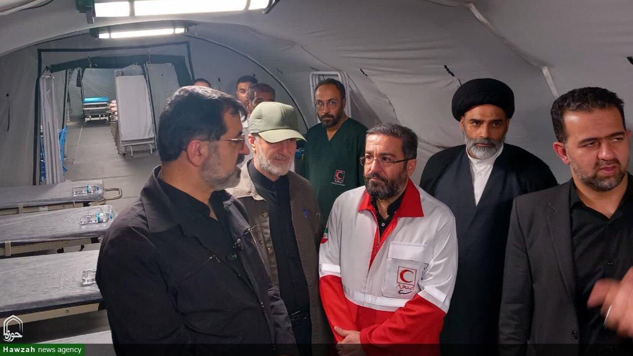 بازدید استاندار قم از مراکز امدادی درمانی و بیمارستان صحرایی (RDH)