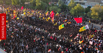آغاز تشییع مردمی شهید امام خامنه‌ای از پل کوفه در نجف اشرف + تصاویر