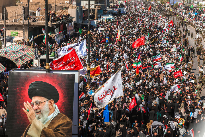 تصاویر/ قاب های ماندگار از تشییع باشکوه پیکر مطهر رهبر مجاهد شهید در نجف اشرف