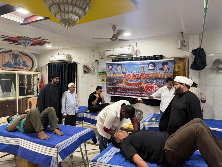 حضرت امام حسینؑ اور 72 شہدائے کربلا کی یاد میں مسجدِ حسین (ع) وجئے واڑہ میں بلڈ ڈونیشن کیمپ کا انعقاد 