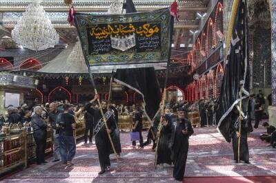 The mourning processions commemorate the martyrdom of Imam al-Hasan al-Mujtaba (peace be upon him) at the two holy shrines