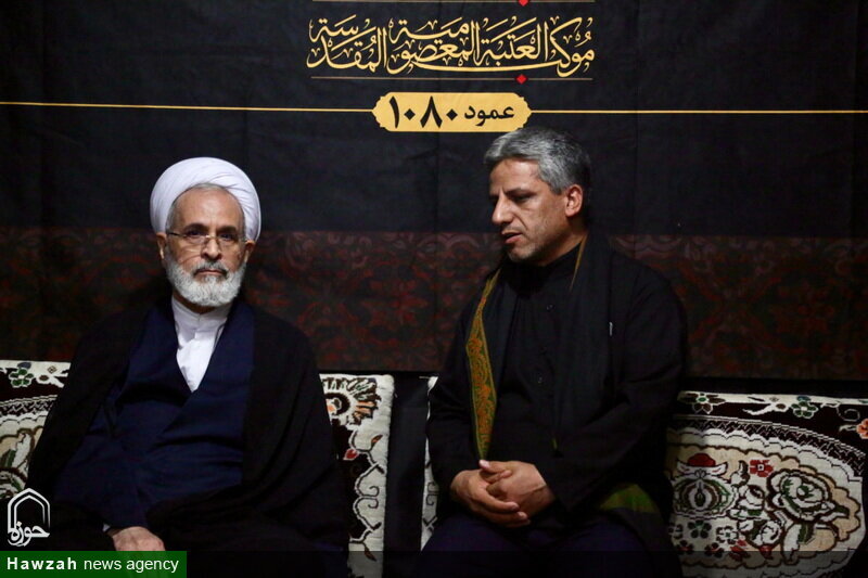 Ayetullah Arafî, Hz. Masume (s.a.) Erbain Hizmet Çadırını Ziyaret Etti