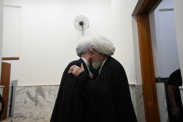 تصاویر/ دیدار آیت الله اعرافی با آیت الله جواهری از علمای نجف