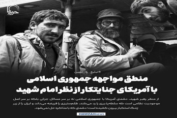 عکس نوشت| منطق مواجهه جمهوری اسلامی با آمریکای جنایتکار از نظر امام شهید