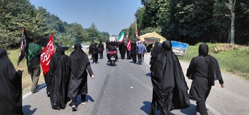 تصاویر/ پیاده روی جاماندگان اربعین در شهرستان آمل