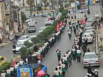 تصاویر/ دسته عزای خادمان بقعه امامزاده ابراهیم (ع) آمل در روز شهادت امام رضا (ع)