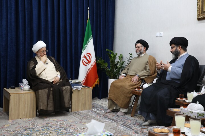 تصاویر/ دیدار اعضای ستاد برگزاری همایش تجلیل از خدمات علمی آیت الله موسوی جزایری با آیت الله اراکی