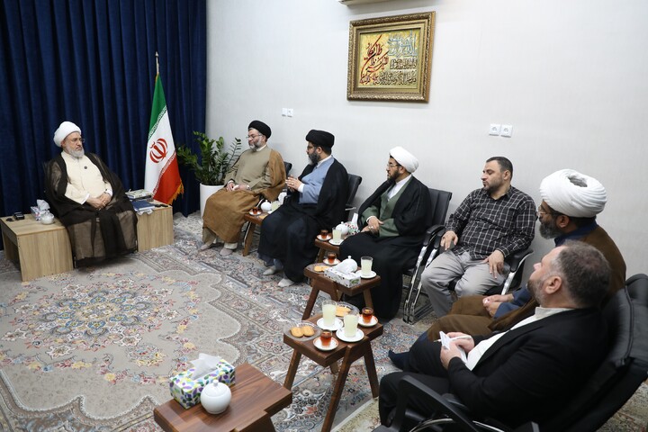 تصاویر/ دیدار اعضای ستاد برگزاری همایش تجلیل از خدمات علمی آیت الله موسوی جزایری با آیت الله اراکی