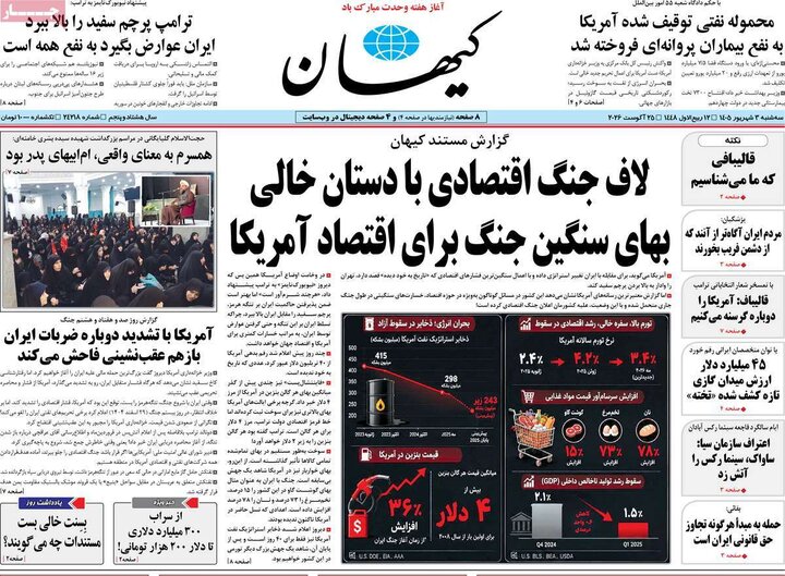 صفحه اول روزنامه‌های سه شنبه 3 شهریورماه ۱۴۰۵