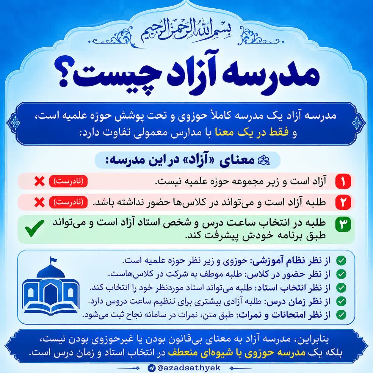 آغاز ثبت نام اولیه در مدرسه آزاد سطح یک حوزه علمیه قم