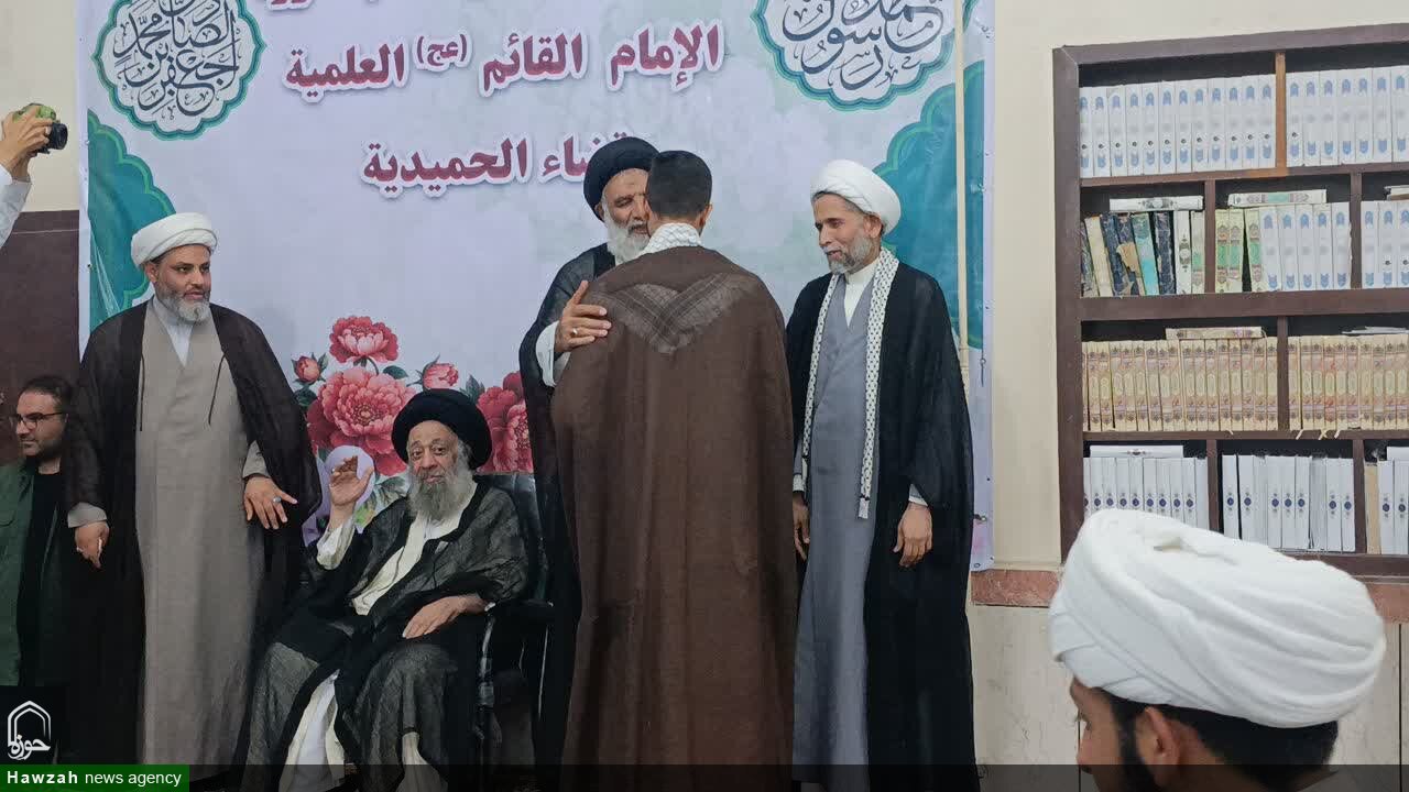 آیین تلبس جمعی از طلاب خوزستان در شهرستان حمیدیه + عکس