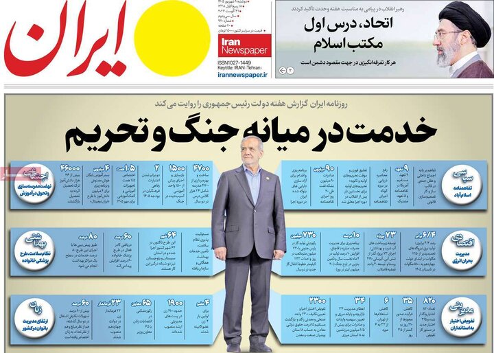 صفحه اول روزنامه‌های دوشنبه 9 شهریورماه ۱۴۰۵