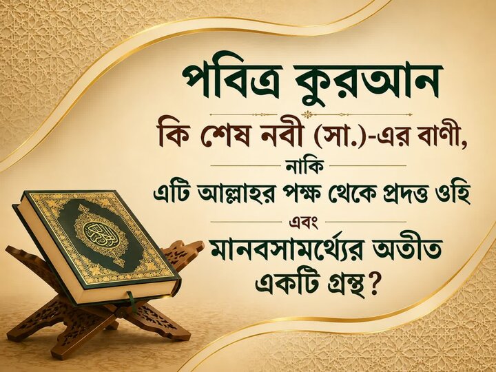 পবিত্র কুরআন কি শেষ নবী (সা.)-এর বাণী, নাকি এটি আল্লাহর পক্ষ থেকে প্রদত্ত ওহি এবং মানবসামর্থ্যের অতীত একটি গ্রন্থ?