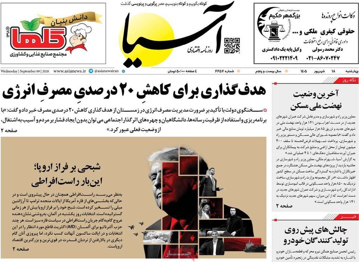 صفحه اول روزنامه‌های چهارشنبه 18 شهریور ماه