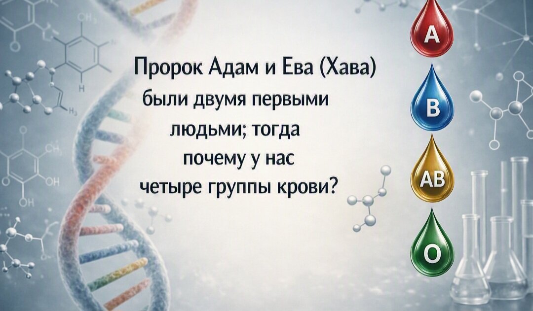 Пророк Адам и Ева(Хава) были двумя первыми людьми; тогда почему у нас четыре группы крови?