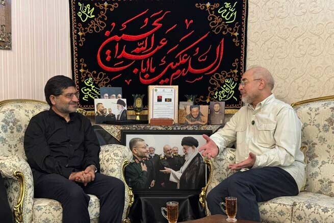 تصاویر/ دیدار رئیس مجلس شورای اسلامی با خانواده شهیدان لاریجانی و سلیمانی