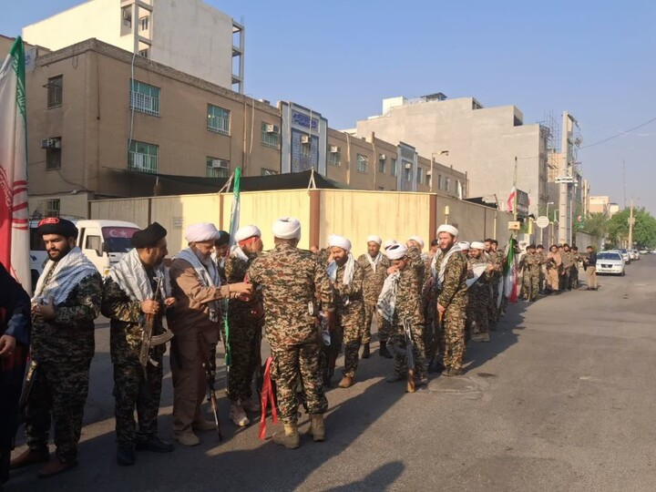 تصاویر/حضور حماسی گردان رزمی طلاب و روحانیون اهواز