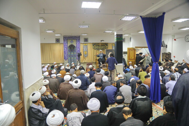 تصاویر/ مراسم بزرگداشت آیت الله العظمی شبیری زنجانی توسط آیت الله العظمی جوادی آملی