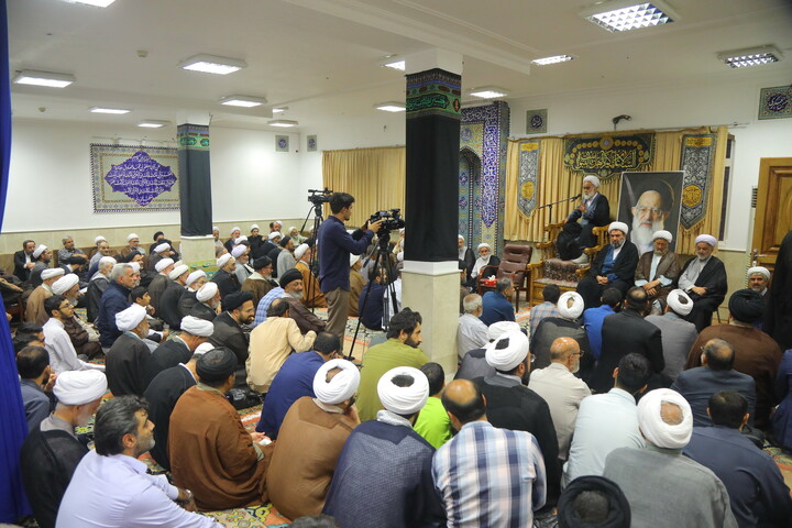 تصاویر/ مراسم بزرگداشت آیت الله العظمی شبیری زنجانی توسط آیت الله العظمی جوادی آملی