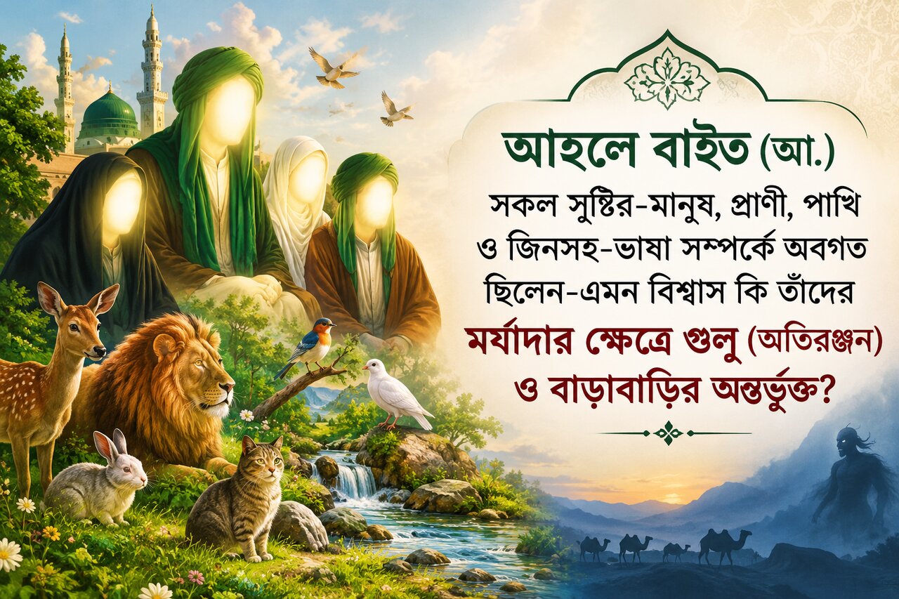 আহলে বাইত (আ.) সকল সৃষ্টির-মানুষ, প্রাণী, পাখি ও জিনসহ-ভাষা সম্পর্কে অবগত ছিলেন-এমন বিশ্বাস কি তাঁদের মর্যাদার ক্ষেত্রে গুলু (অতিরঞ্জন) ও বাড়াবাড়ির অন্তর্ভুক্ত?