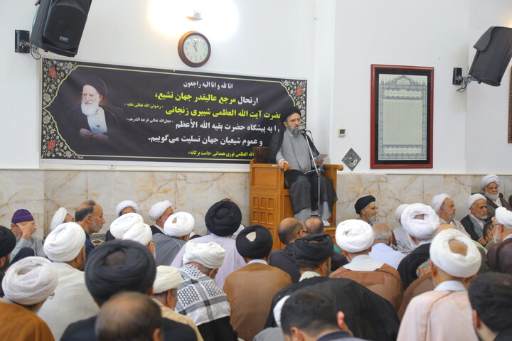 تصاویر/ مراسم بزرگداشت آیت الله العظمی شبیری زنجانی توسط آیت الله العظمی نوری همدانی