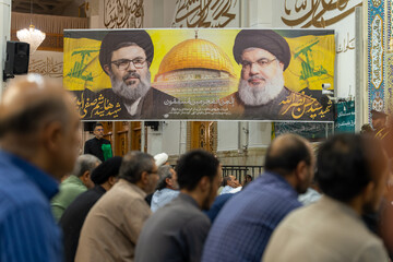تصاویر/ مراسم باشکوه بزرگداشت مجاهد کبیر شهید سید حسن نصرالله در حرم بانوی کرامت