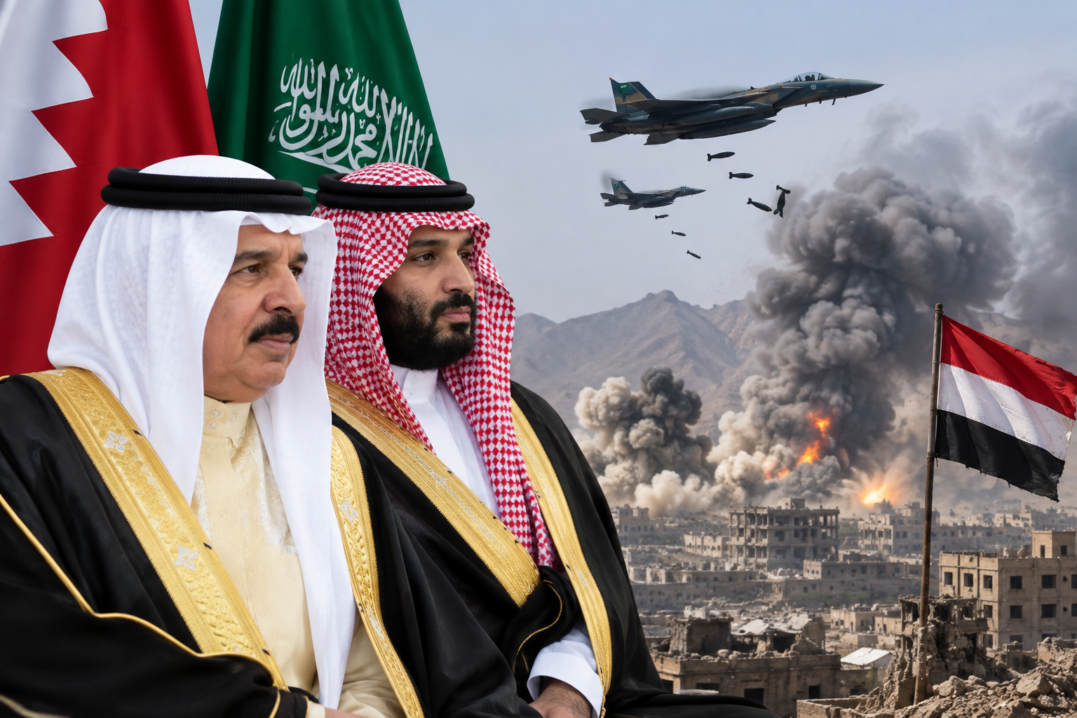 ازدواجية المعايير في موقف النظام الخليفيّ: تأييد عدوان السعودية على اليمن ورفض حقّ إيران في الدفاع عن نفسها