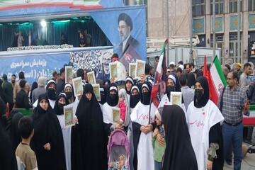 تجدید میثاق بانوان طلبه همدان با رهبر معظم انقلاب در رزمایش «جانفدا»